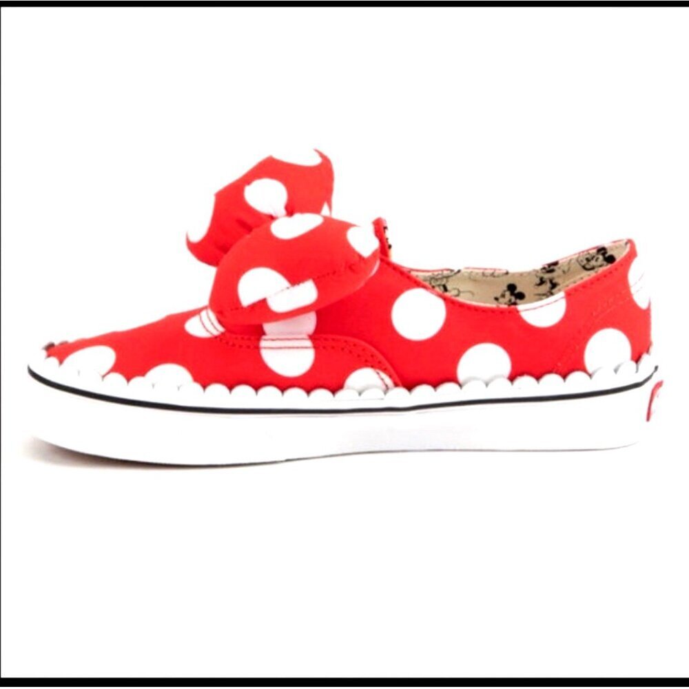 NEW! RARE VANS Disney Minnie Mouse Polka Dots Bow Sneakers Red White SZ 5.5 - Picture 5 of 12